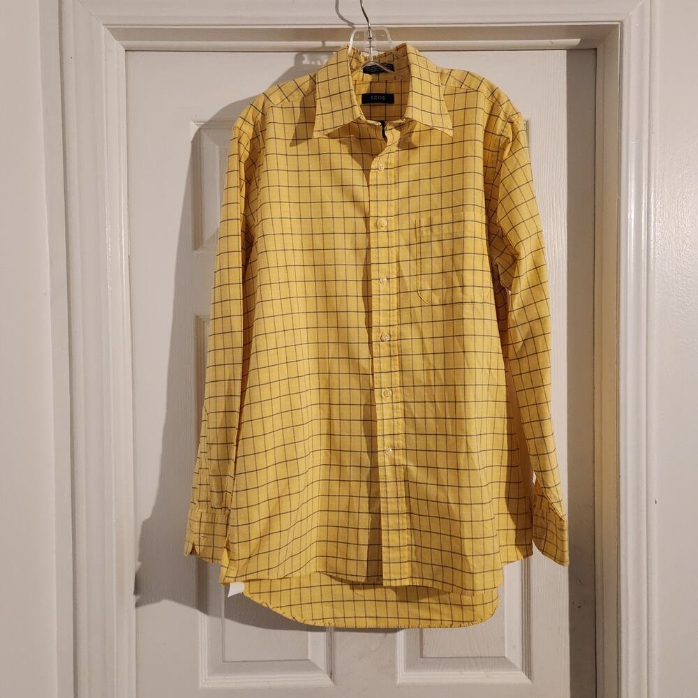 IZOD Men's Button-Down 151/2 34/35 Long Sleeved Shirt Yellow